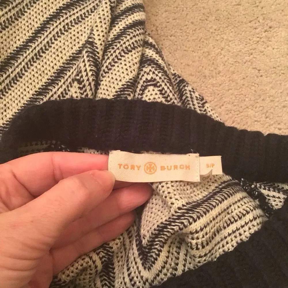 Tory Burch “Vivienne” Chevron Wool Blend Sweater